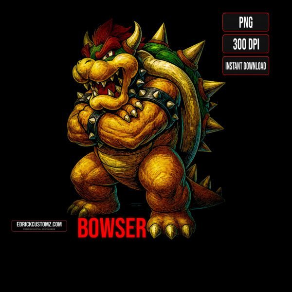 Bowser Halftone PNG – Digital Download | Transparent Background | 300 DPI
